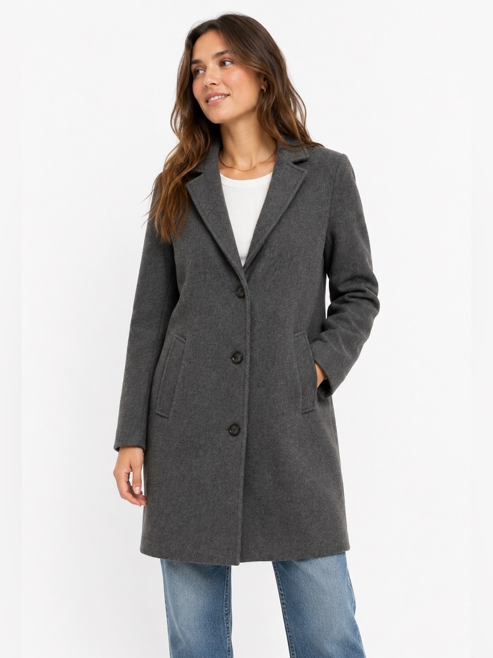 Abercrombie & Fitch Dad Coat in Charcoal Gray